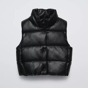 Zara Faux Leather Puffer Vest